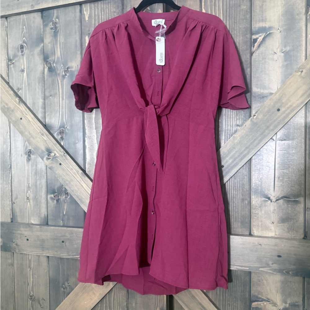 Pink Button-Down Dress - SMALL Glam - Picture 2 of 4